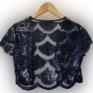 Vintage Club Monaco Sequined Dark Navy Shawl Size XS​